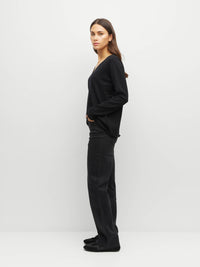 JHL V-Neck L/S T (Fine Cotton Cashmere) Black