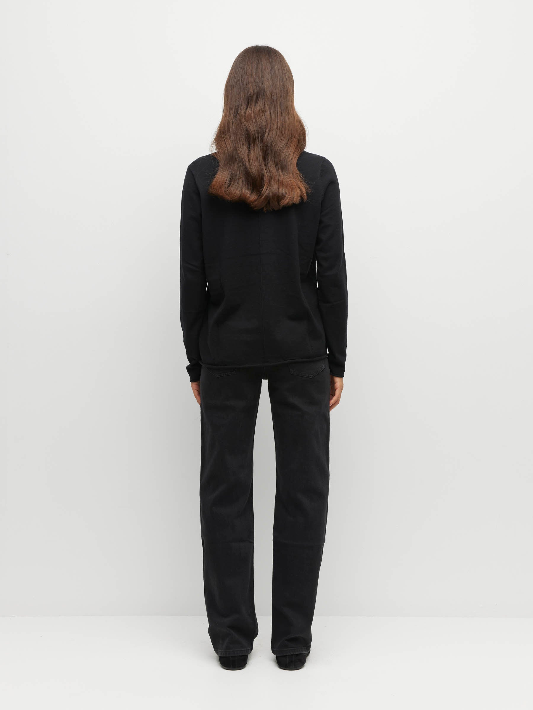 JHL V-Neck L/S T (Fine Cotton Cashmere) Black