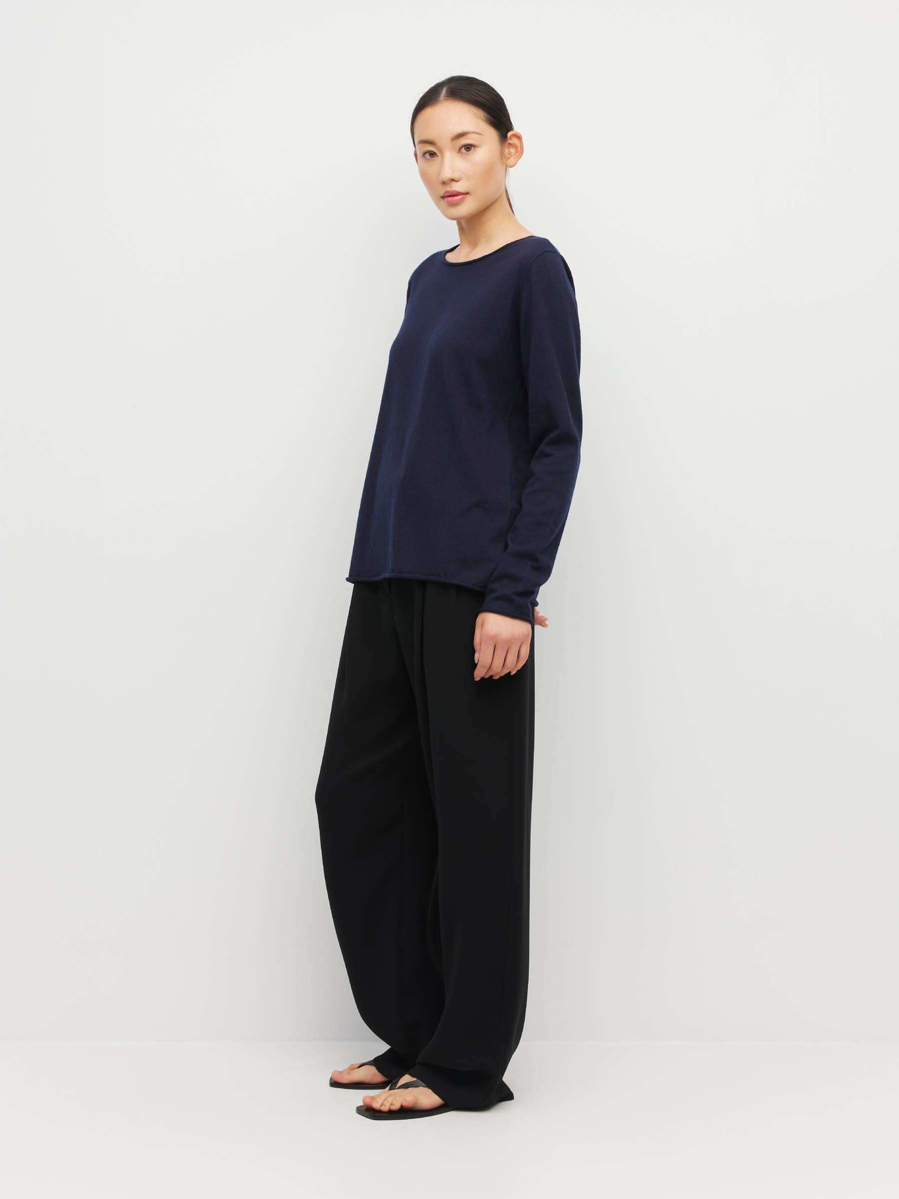 JHL Crew L/S T (Fine Cotton Cashmere) Navy