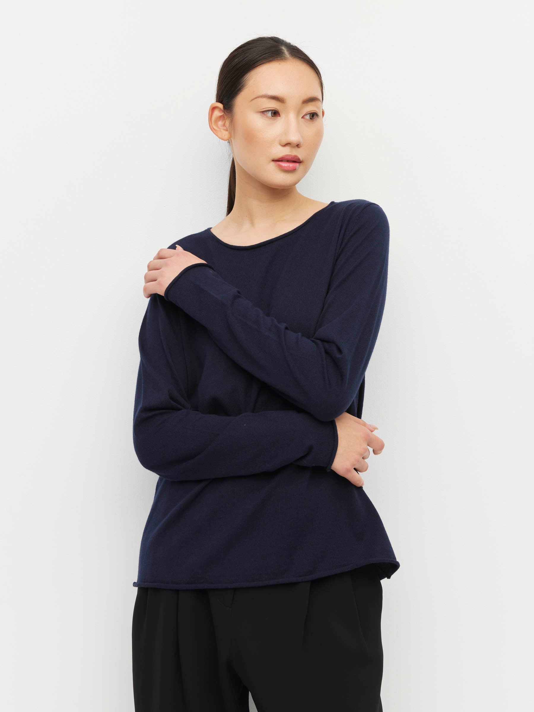 JHL Crew L/S T (Fine Cotton Cashmere) Navy