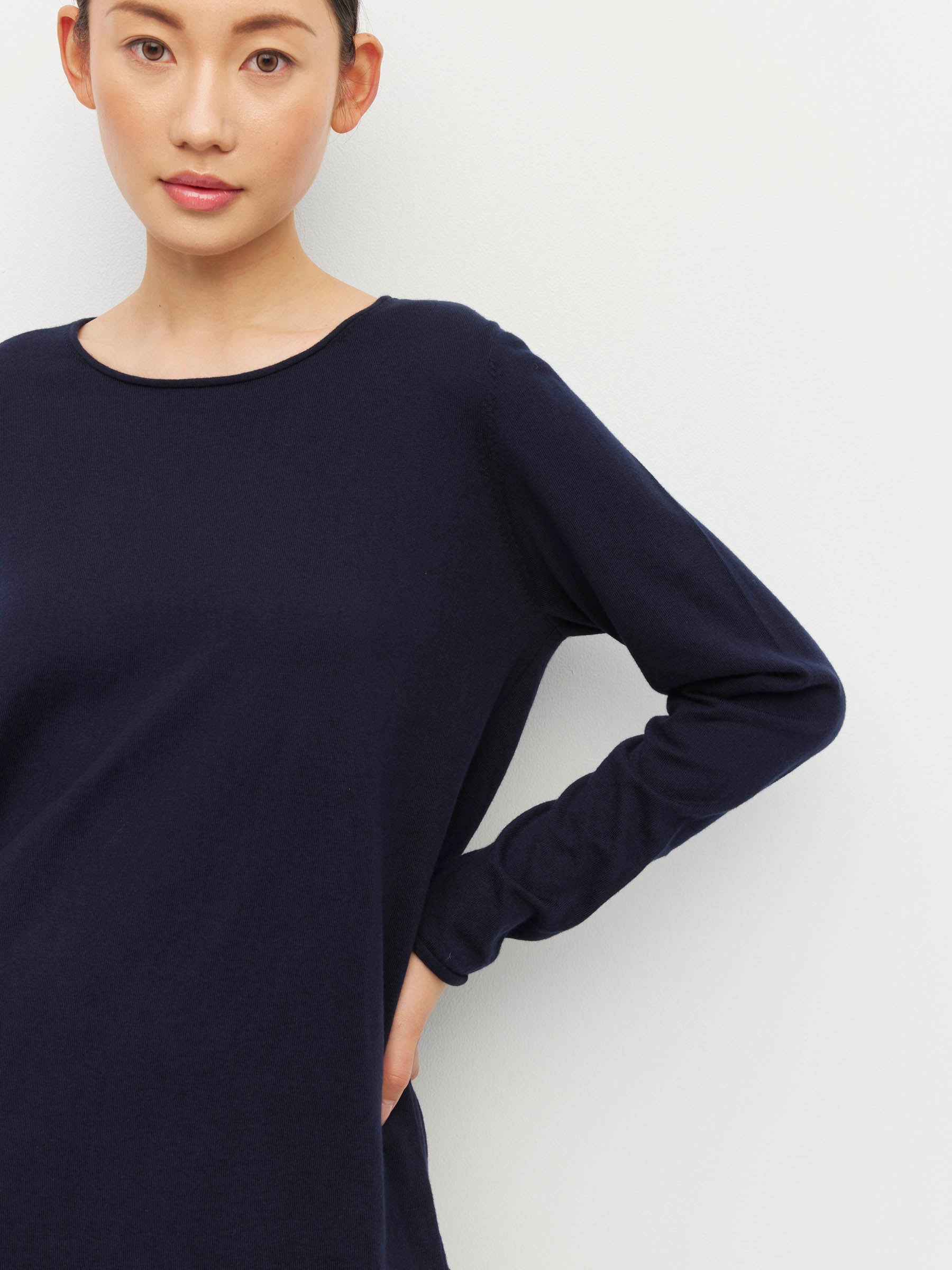 JHL Crew L/S T (Fine Cotton Cashmere) Navy