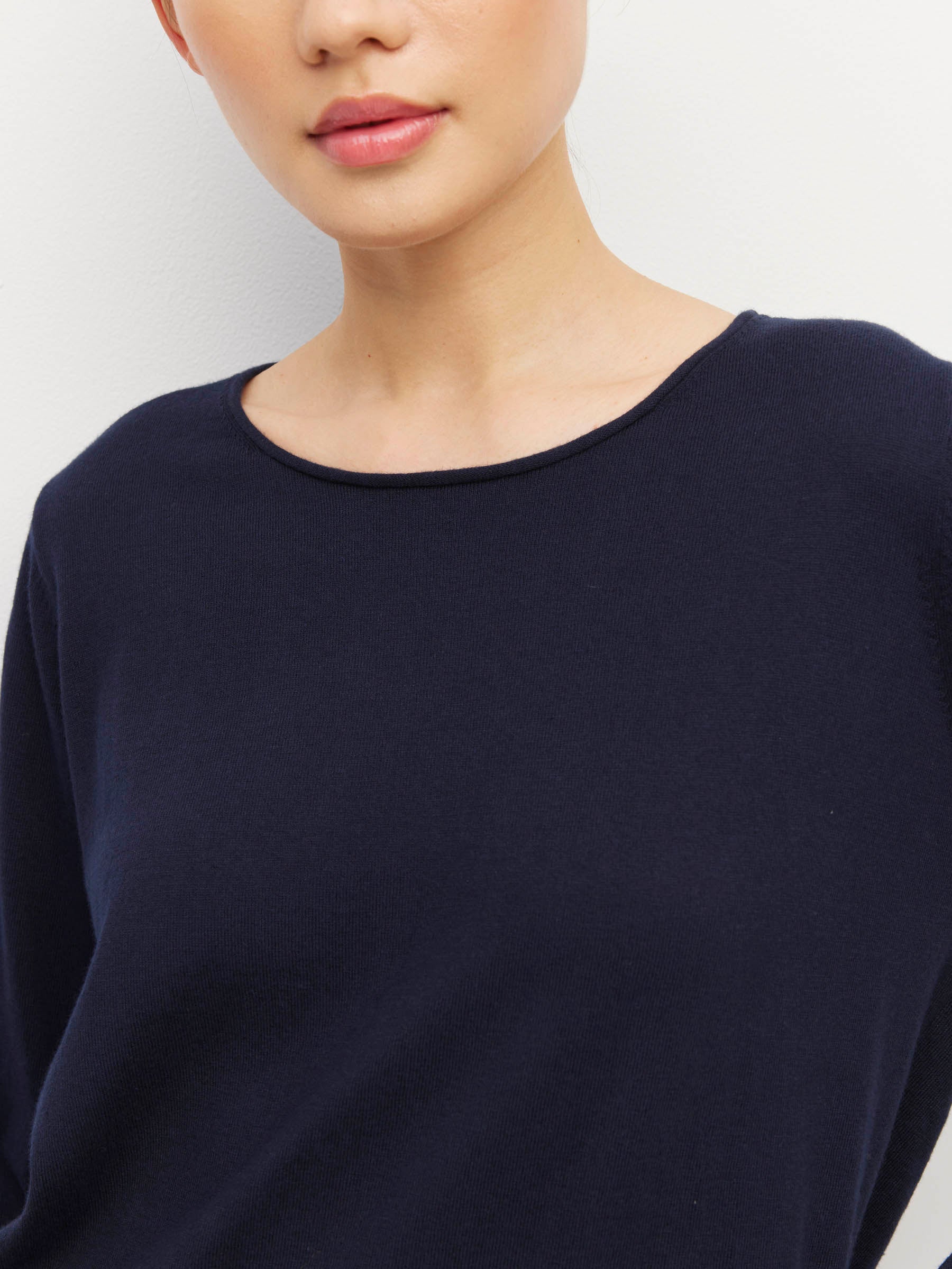JHL Crew L/S T (Fine Cotton Cashmere) Navy