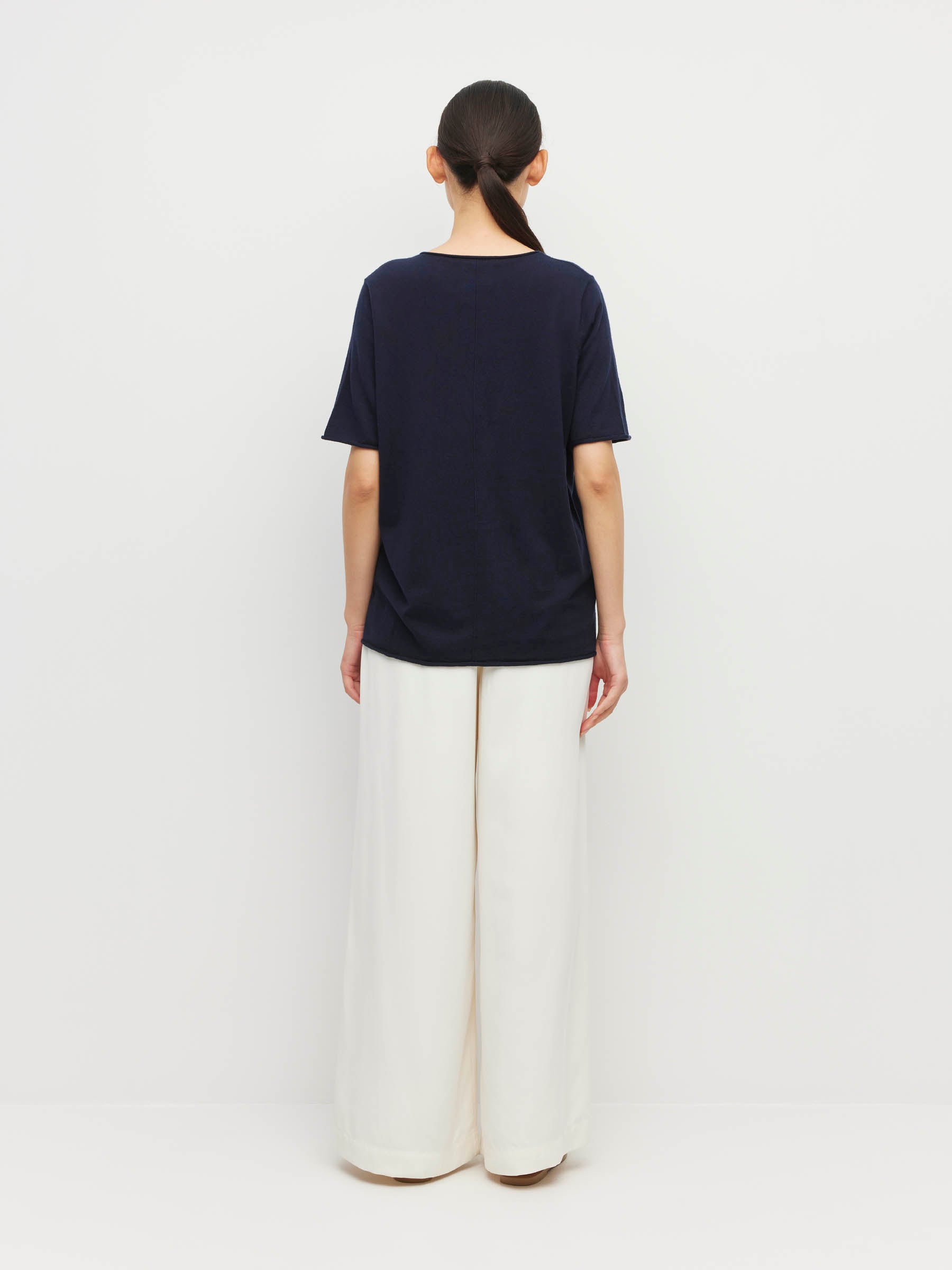 JHL V-Neck T (Fine Cotton Cashmere) Navy