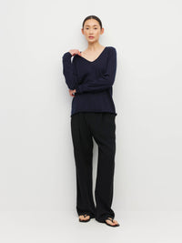 JHL V-Neck L/S T (Fine Cotton Cashmere) Navy