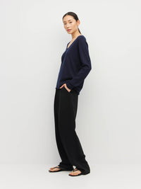 JHL V-Neck L/S T (Fine Cotton Cashmere) Navy