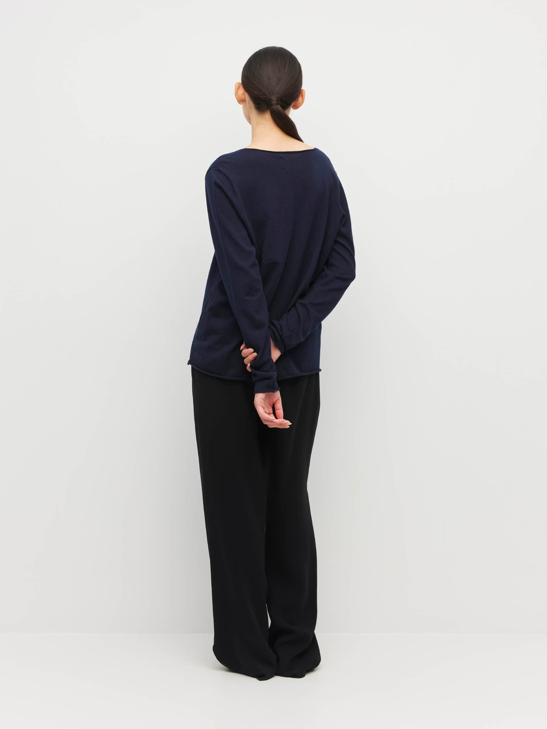 JHL V-Neck L/S T (Fine Cotton Cashmere) Navy