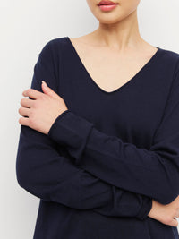 JHL V-Neck L/S T (Fine Cotton Cashmere) Navy