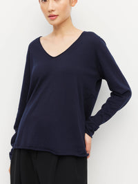 JHL V-Neck L/S T (Fine Cotton Cashmere) Navy