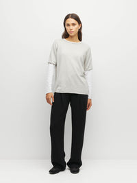 JHL Crew T (Fine Cotton Cashmere) Soft Grey Marle