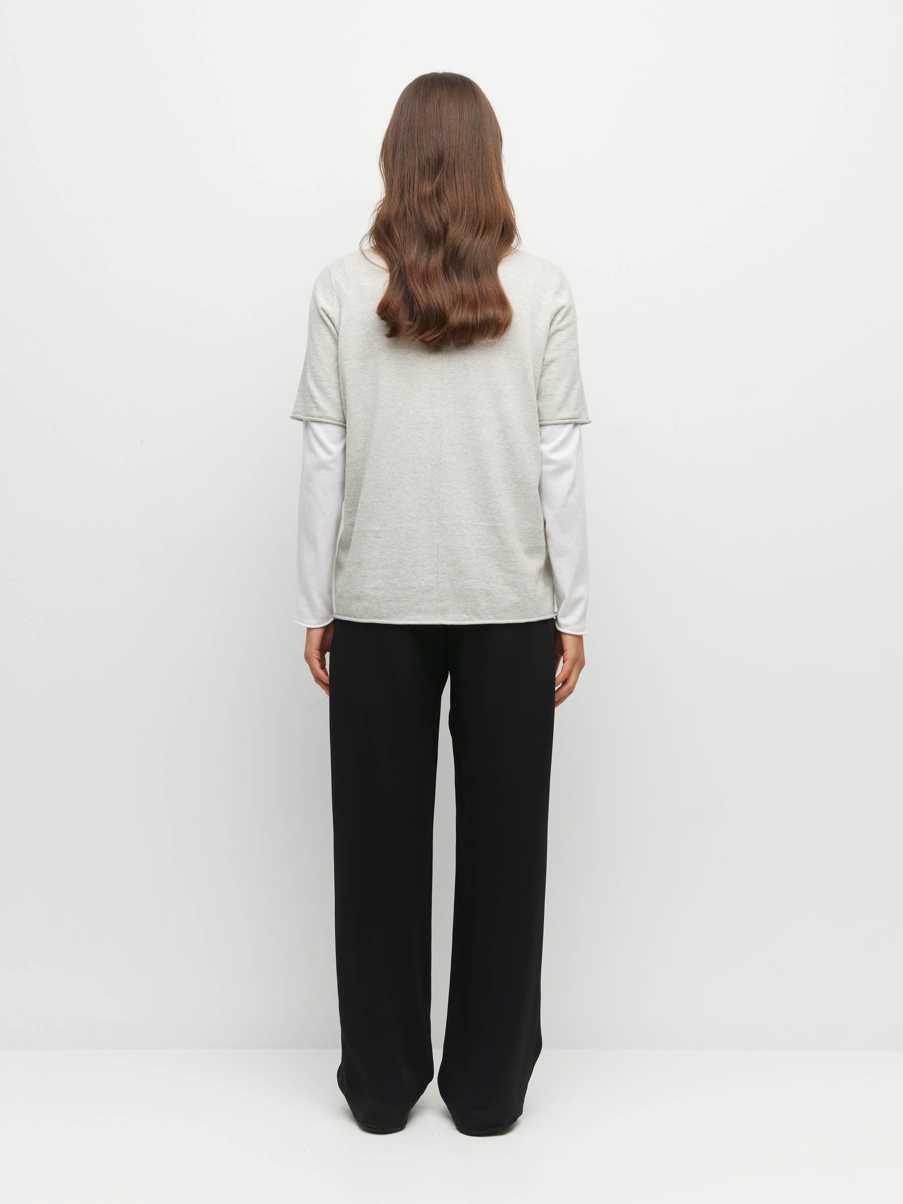 JHL Crew T (Fine Cotton Cashmere) Soft Grey Marle