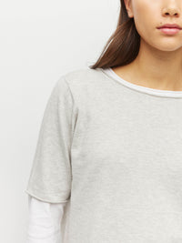JHL Crew T (Fine Cotton Cashmere) Soft Grey Marle