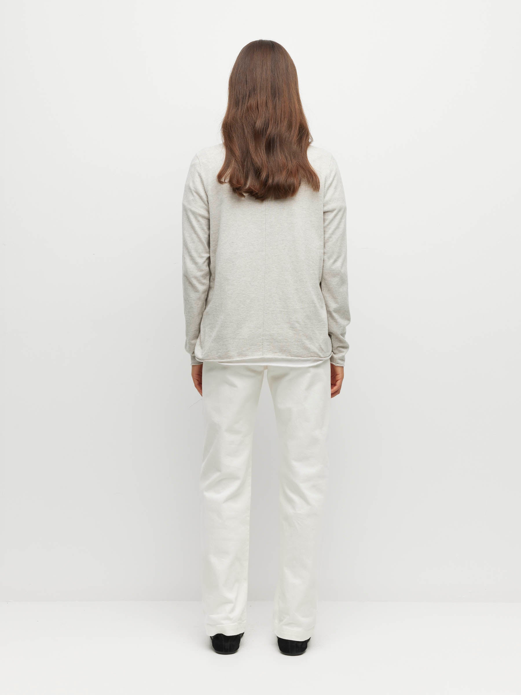 JHL V-Neck L/S T (Fine Cotton Cashmere) Soft Grey Marle
