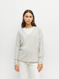 JHL V-Neck L/S T (Fine Cotton Cashmere) Soft Grey Marle