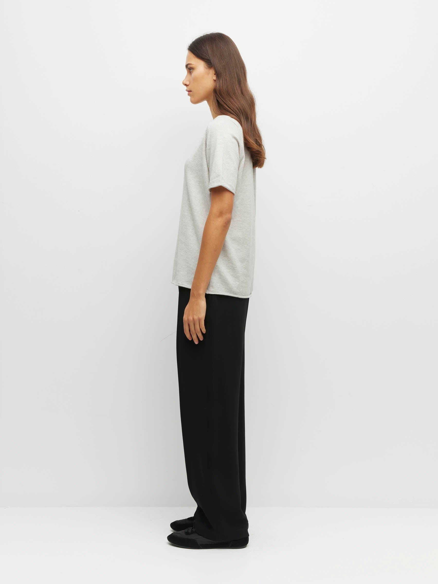 JHL V-Neck T (Fine Cotton Cashmere) Soft Grey Marle