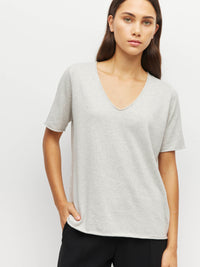 JHL V-Neck T (Fine Cotton Cashmere) Soft Grey Marle