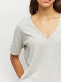 JHL V-Neck T (Fine Cotton Cashmere) Soft Grey Marle
