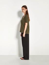 JHL V-Neck T (Fine Cotton Cashmere) Nori