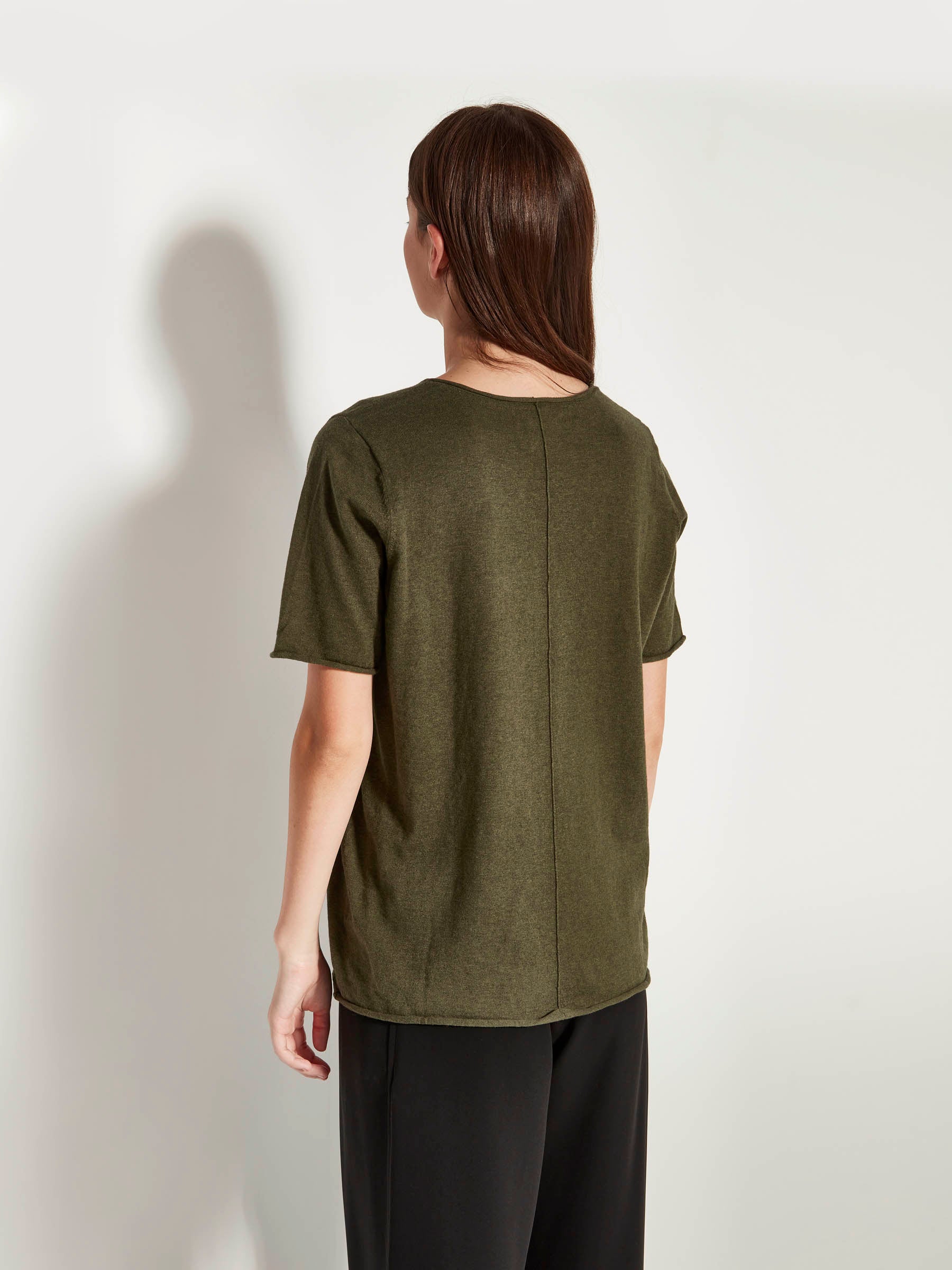 JHL V-Neck T (Fine Cotton Cashmere) Nori