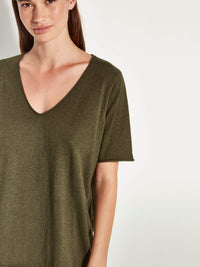 JHL V-Neck T (Fine Cotton Cashmere) Nori