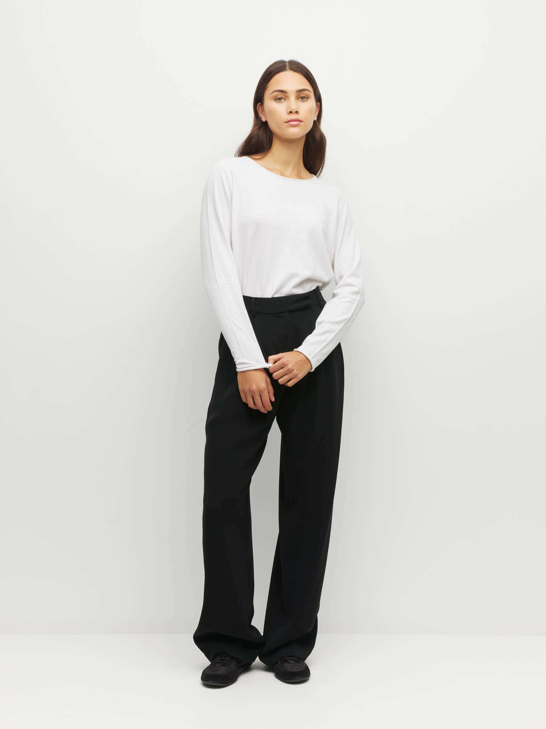 JHL Crew L/S T (Fine Cotton Cashmere) White