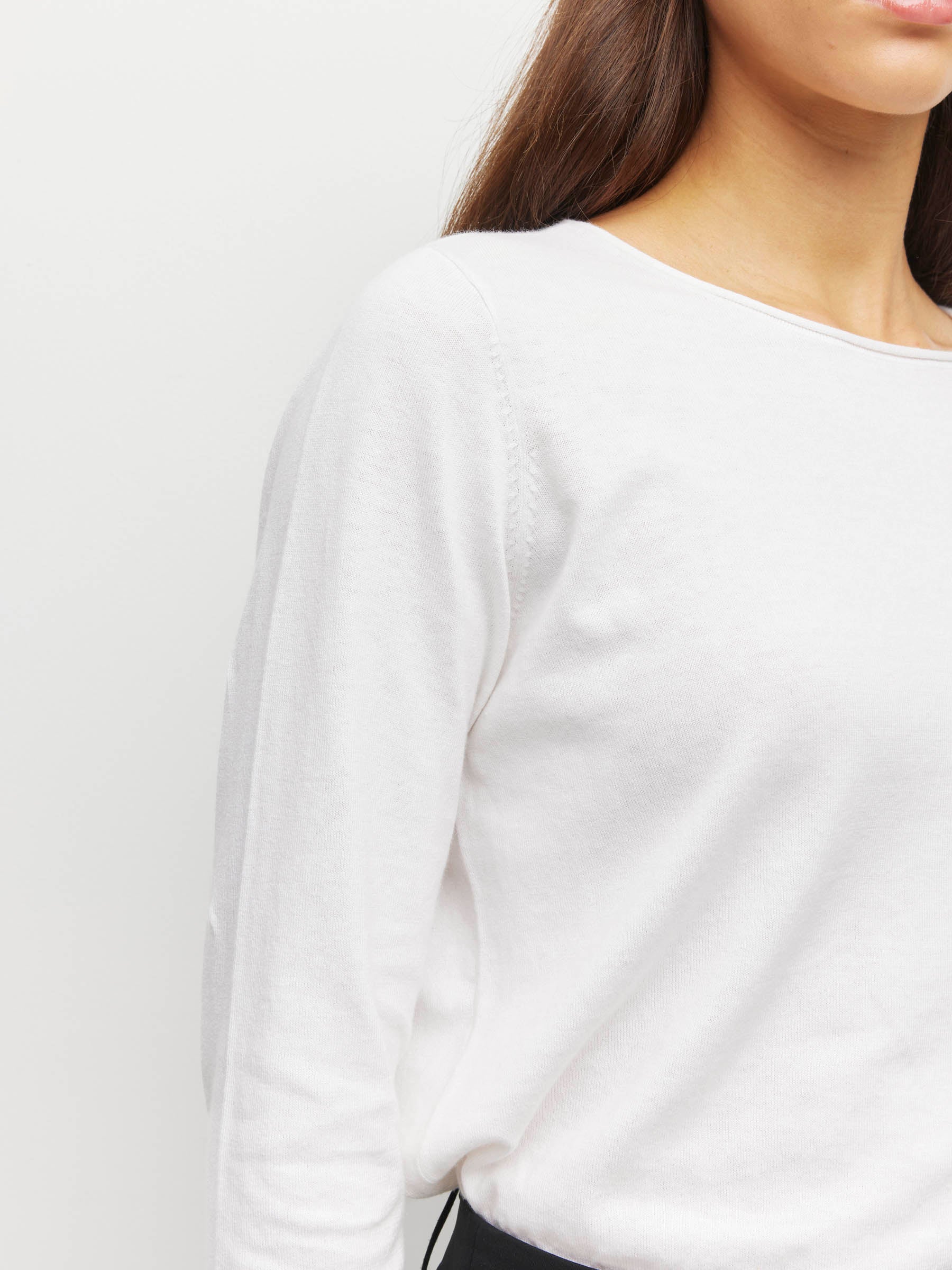 JHL Crew L/S T (Fine Cotton Cashmere) White