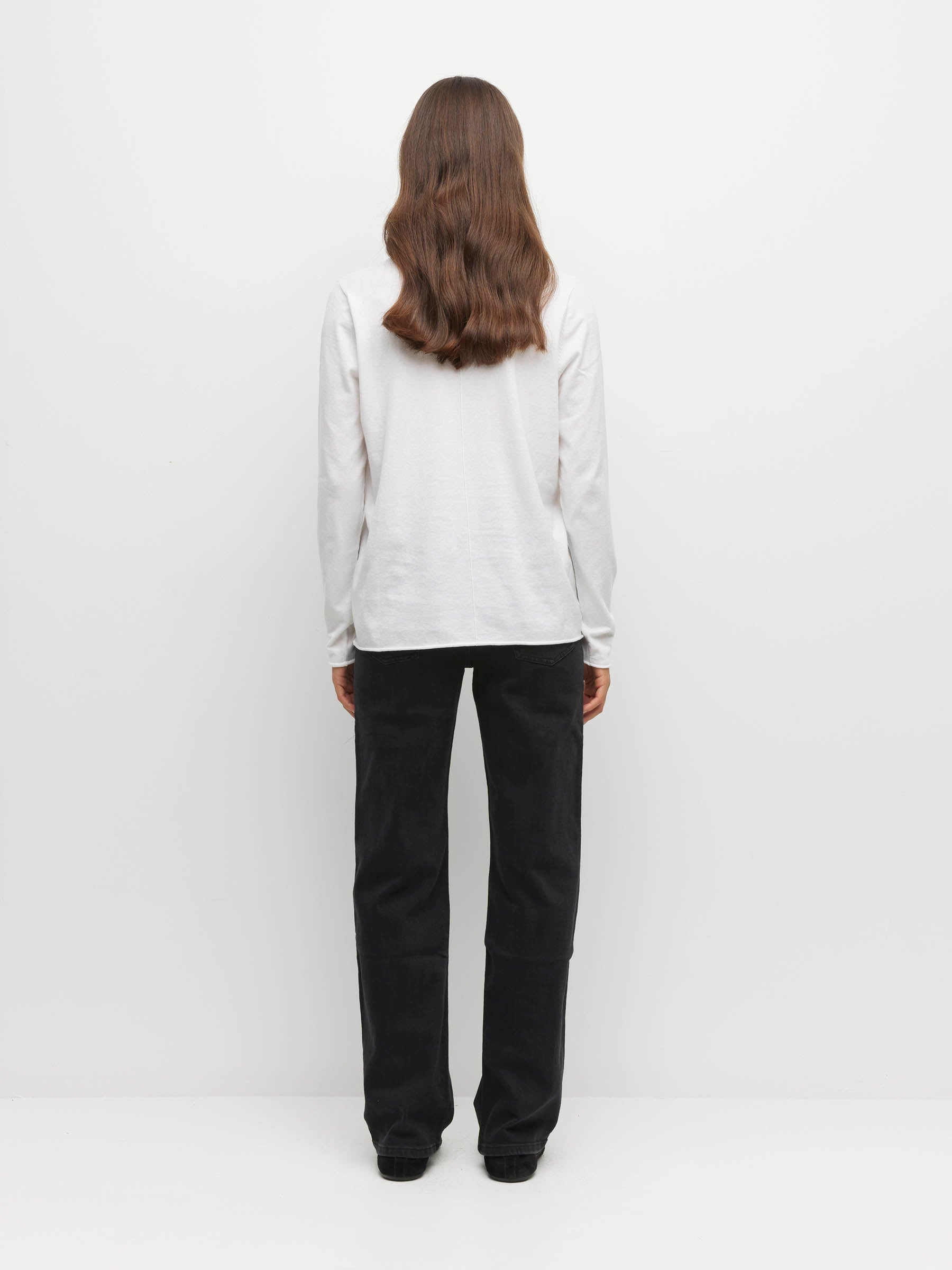 JHL V-Neck L/S T (Fine Cotton Cashmere) White