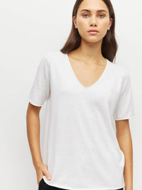 JHL V-Neck T (Fine Cotton Cashmere) White