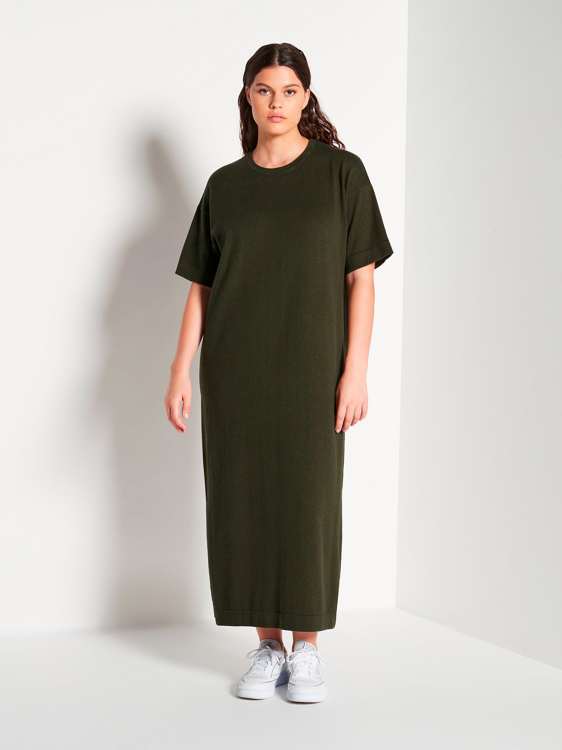 JHL Long Box T Dress (Cotton Cashmere) Spruce