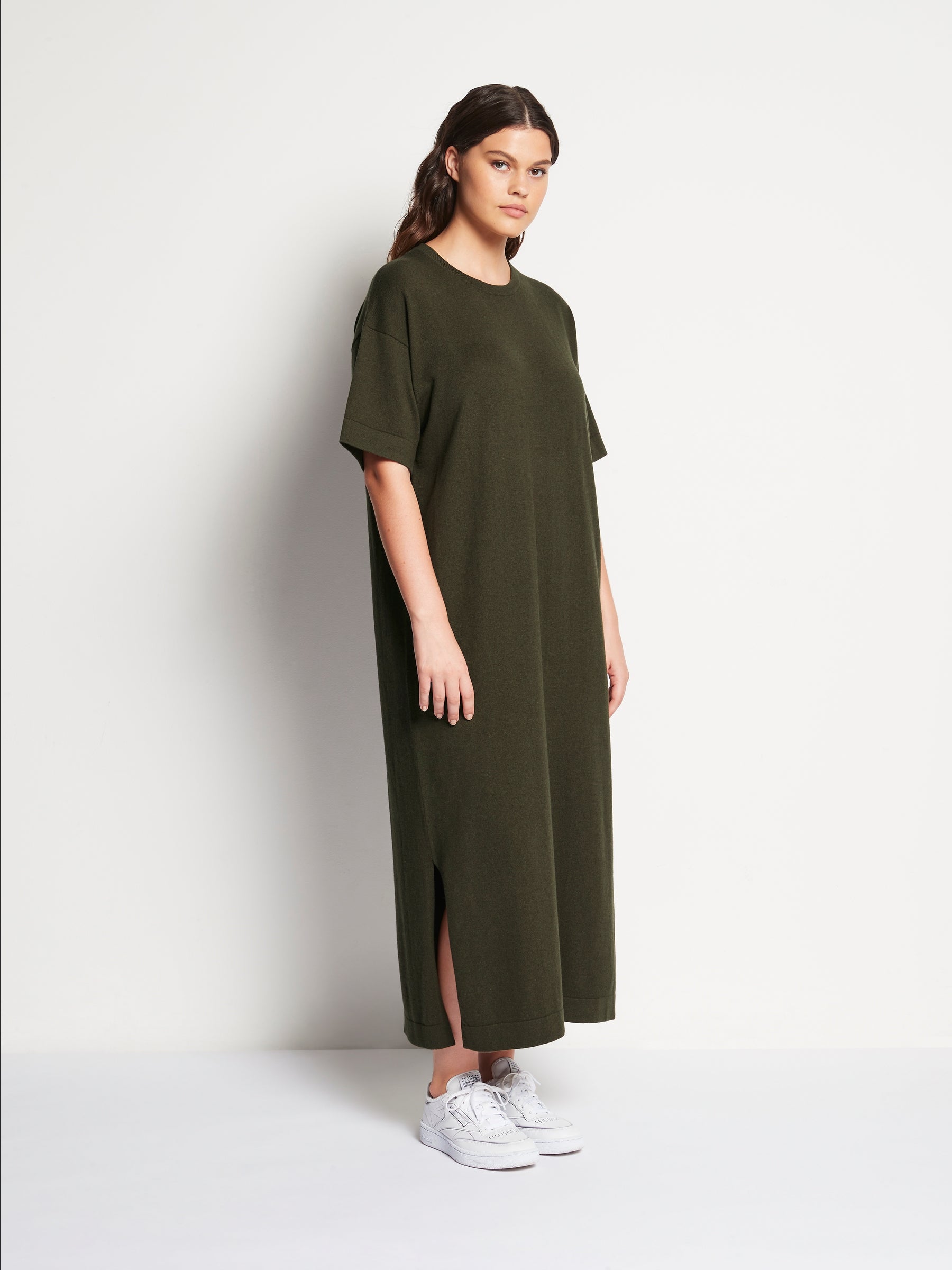 JHL Long Box T Dress (Cotton Cashmere) Spruce