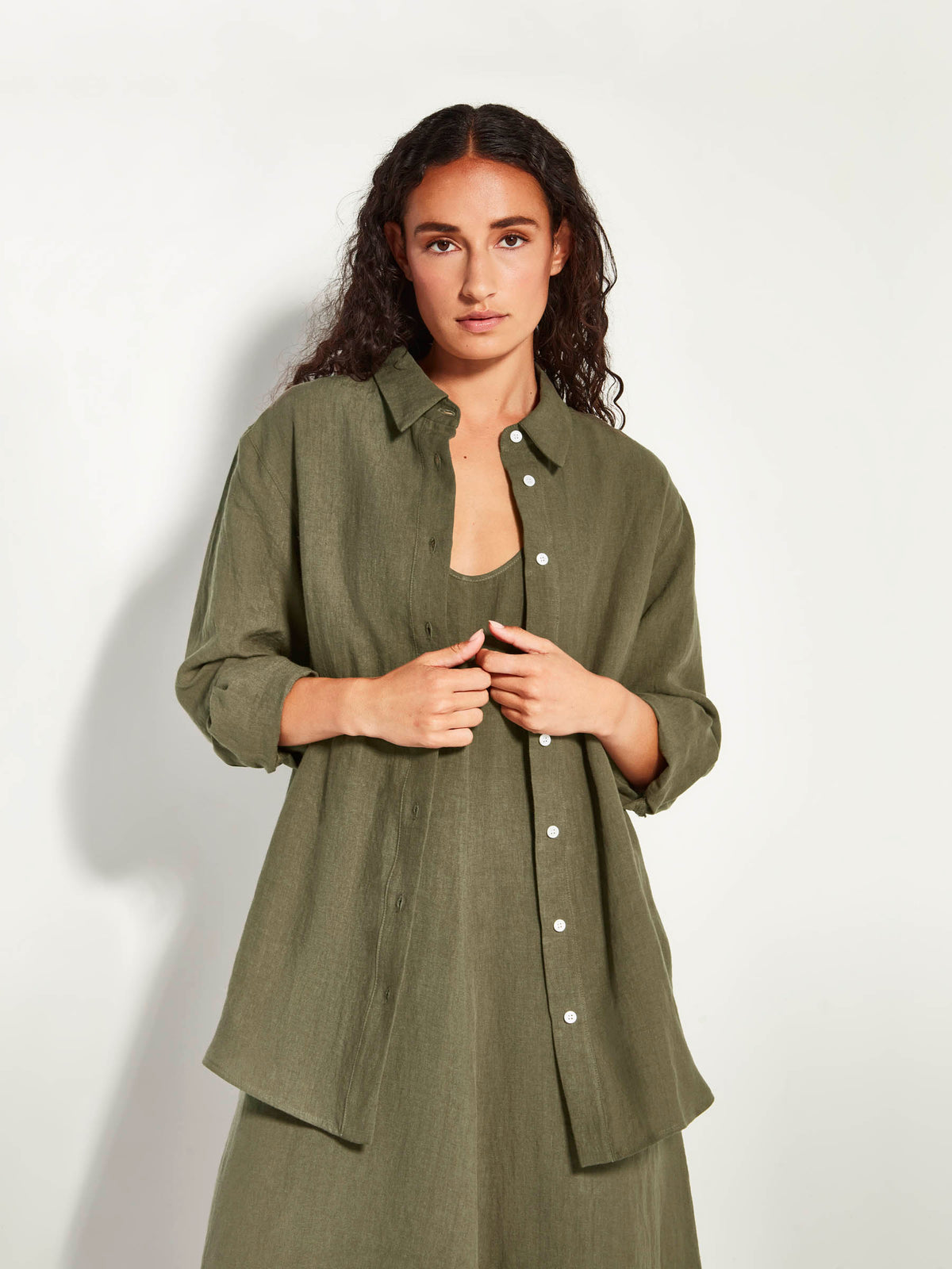 Elara Shirt (Soft Linen) Khaki
