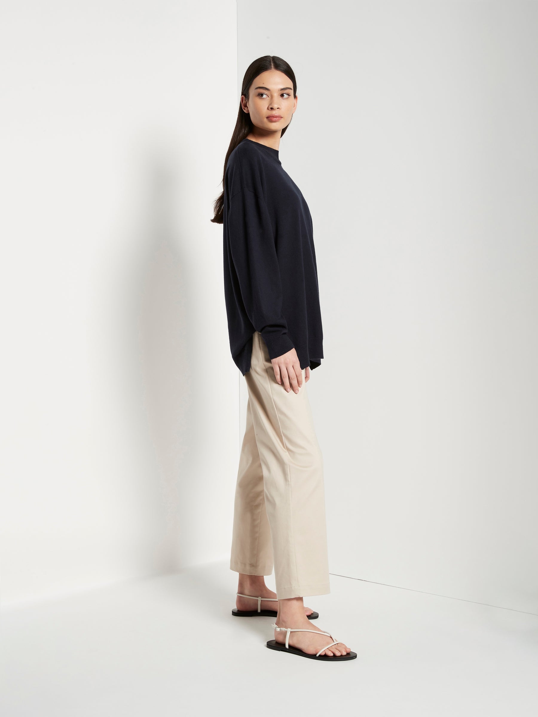 JHL Crew Sweater (Cotton Cashmere) Navy