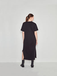 JHL Long Box T Dress (Cotton Cashmere) Black