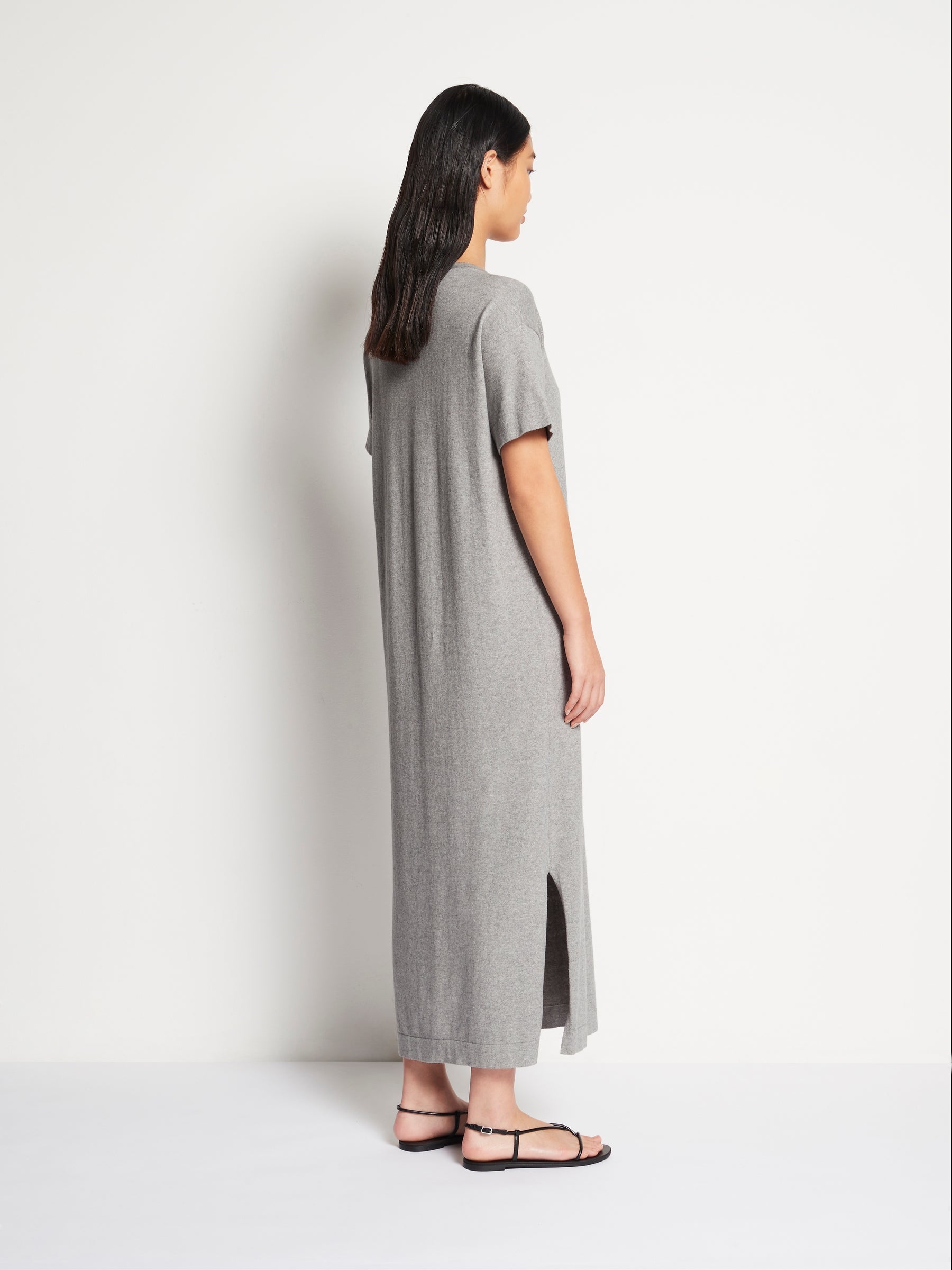 JHL Long Box T Dress (Cotton Cashmere) Grey Marle