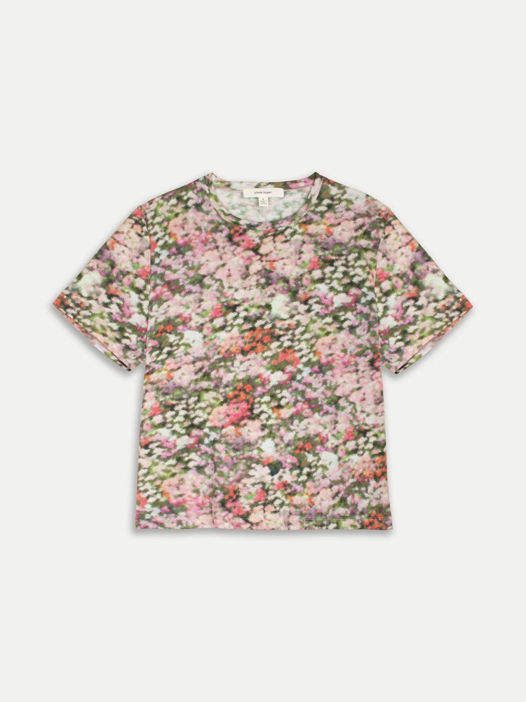 Juliette Hogan Micky T (Luxe Cotton) Taffy, featuring the Peony Fields print - classic crew-neck cotton T-shirt with relaxed, boxy fit.