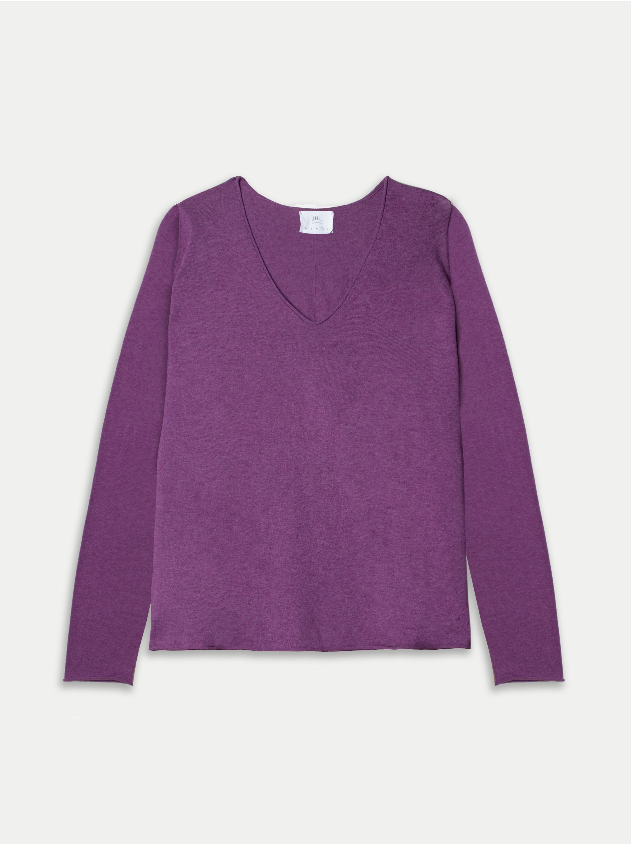 JHL V-Neck L/S T (Fine Cotton Cashmere) Iris Marle
