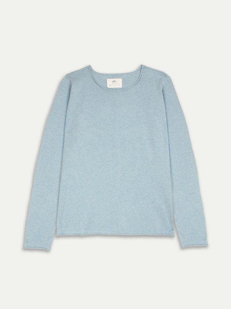 Juliette Hogan JHL Crew L/S T (Cotton Cashmere Knit) Mineral Marle - relaxed-fit long sleeve crew neck T-shirt in lightweight fine gauge knit.