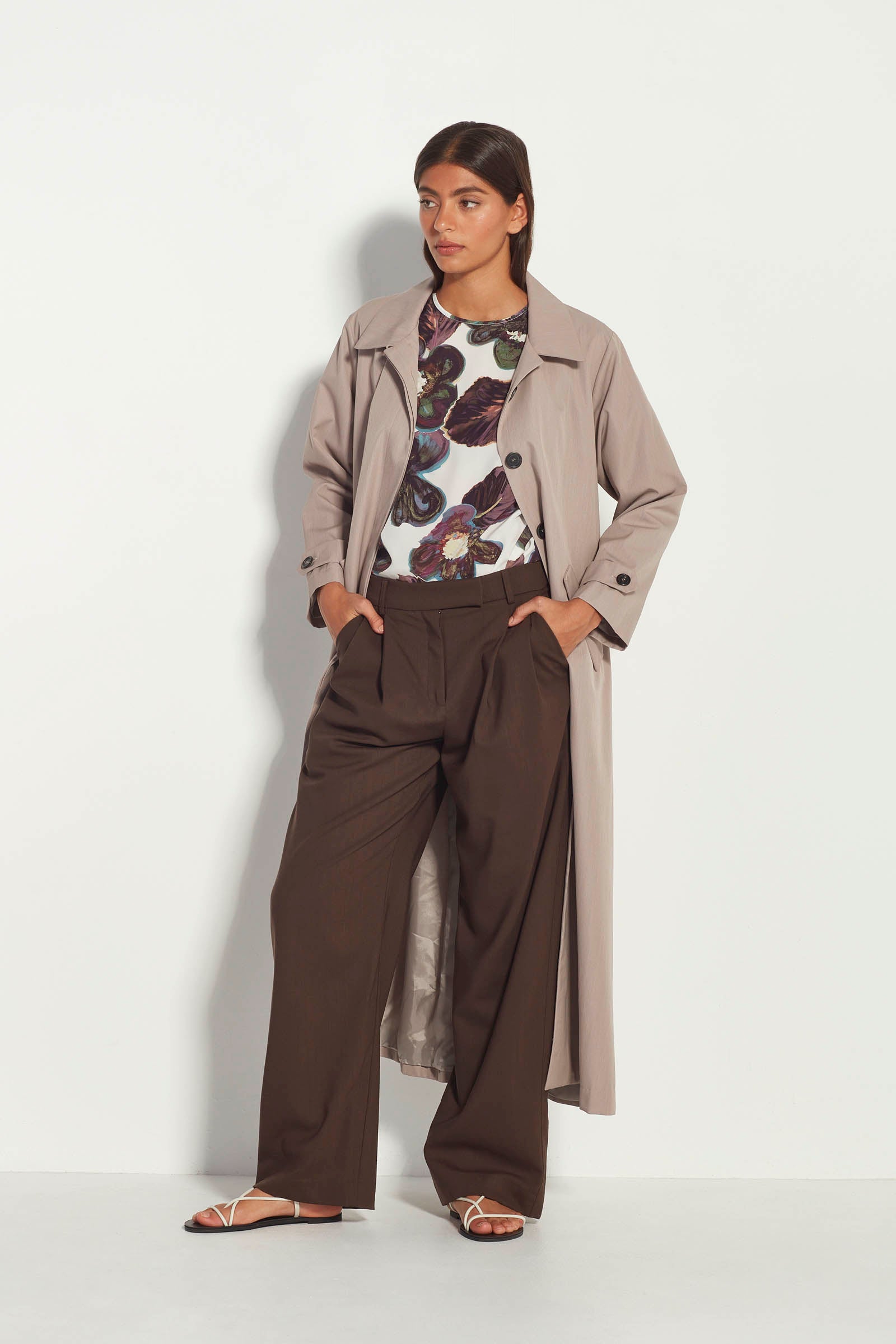 Cleo Trench (Soft Twill Suiting) Taupe