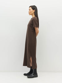 JHL Long Box T Dress (Cotton Cashmere) Chocolate