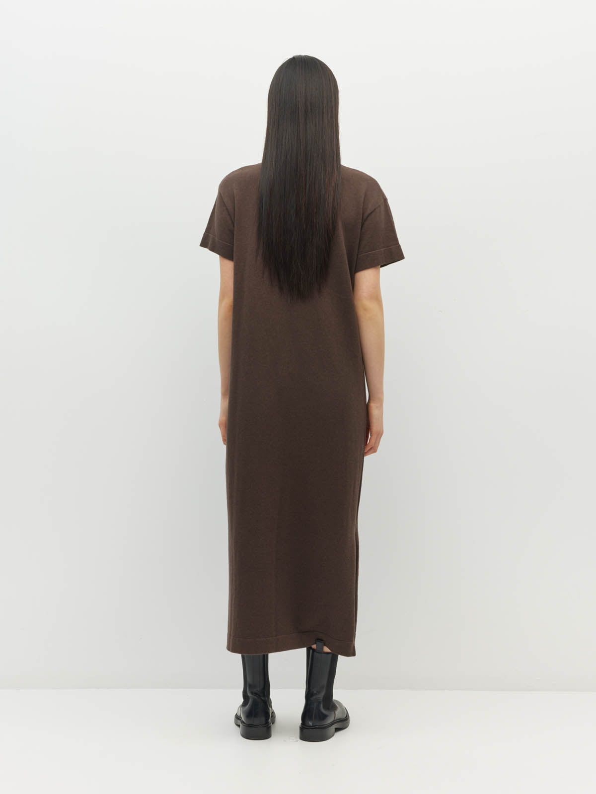 JHL Long Box T Dress (Cotton Cashmere) Chocolate