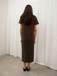 JHL Long Box T Dress (Cotton Cashmere) Chocolate