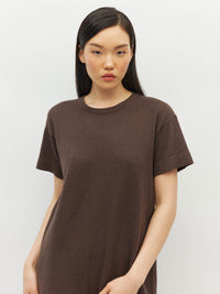 JHL Long Box T Dress (Cotton Cashmere) Chocolate