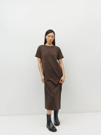 JHL Long Box T Dress (Cotton Cashmere) Chocolate