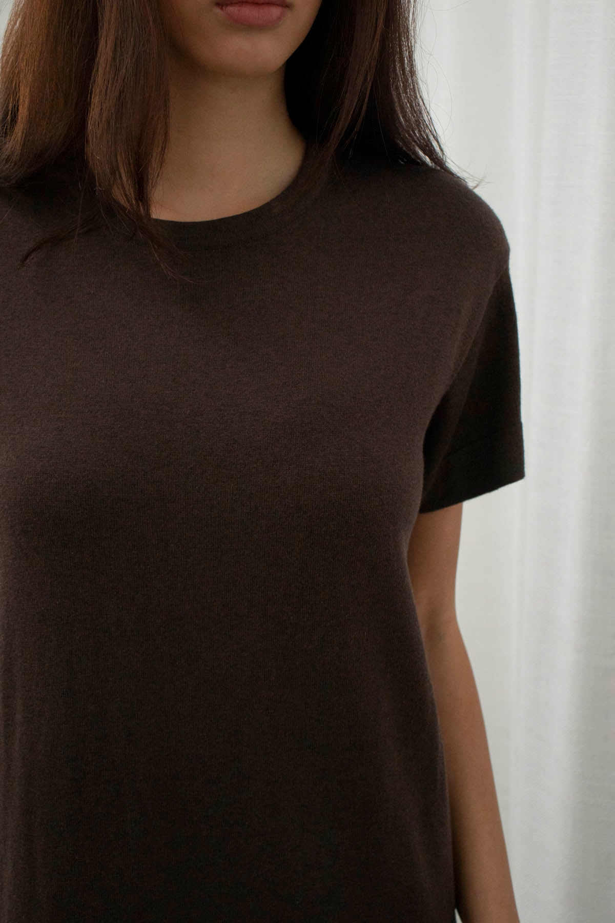 JHL Long Box T Dress (Cotton Cashmere) Chocolate