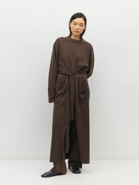 JHL Long Robe (Cotton Cashmere) Chocolate