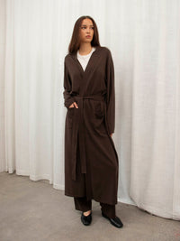 JHL Long Robe (Cotton Cashmere) Chocolate