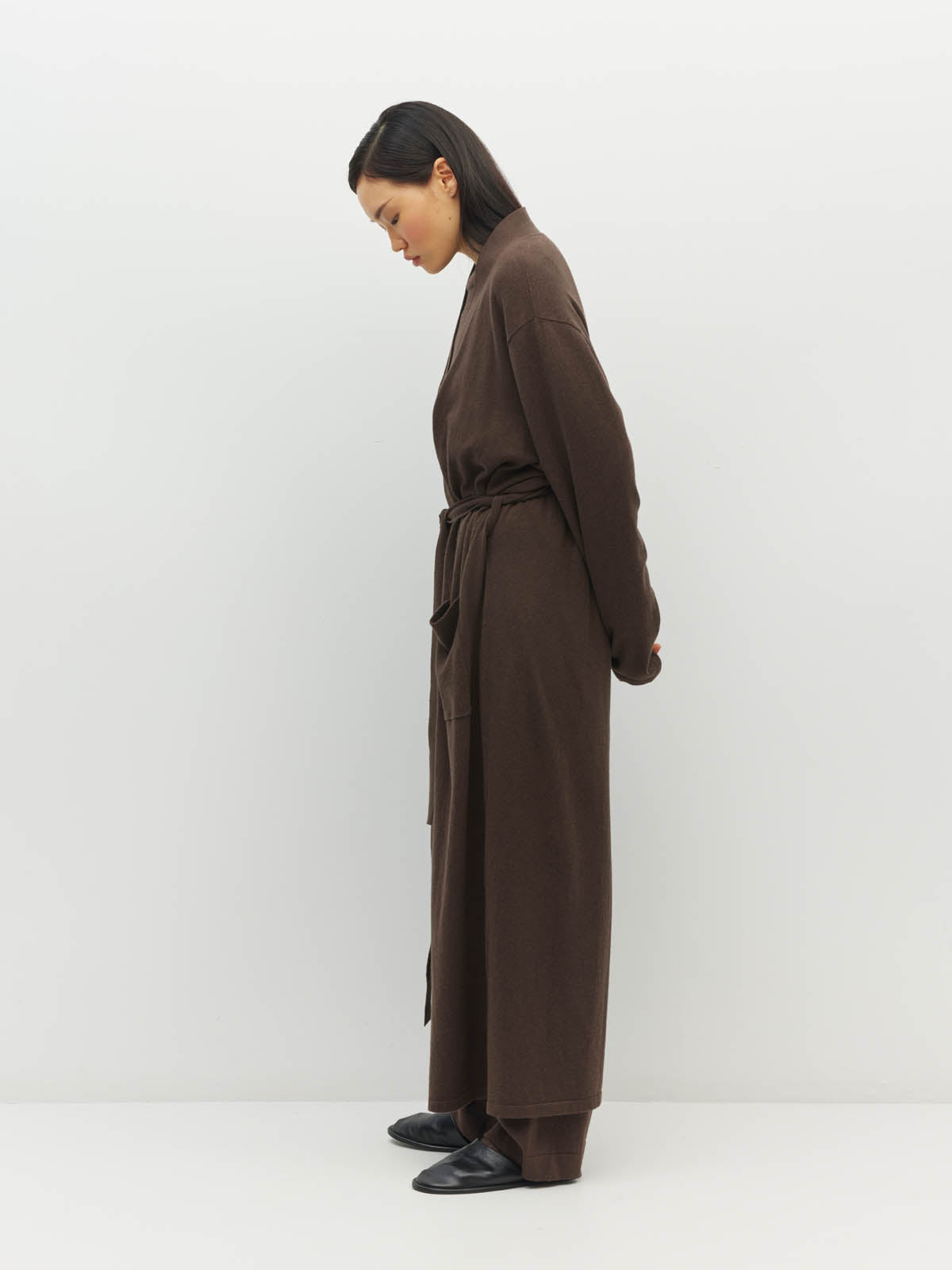 JHL Long Robe (Cotton Cashmere) Chocolate