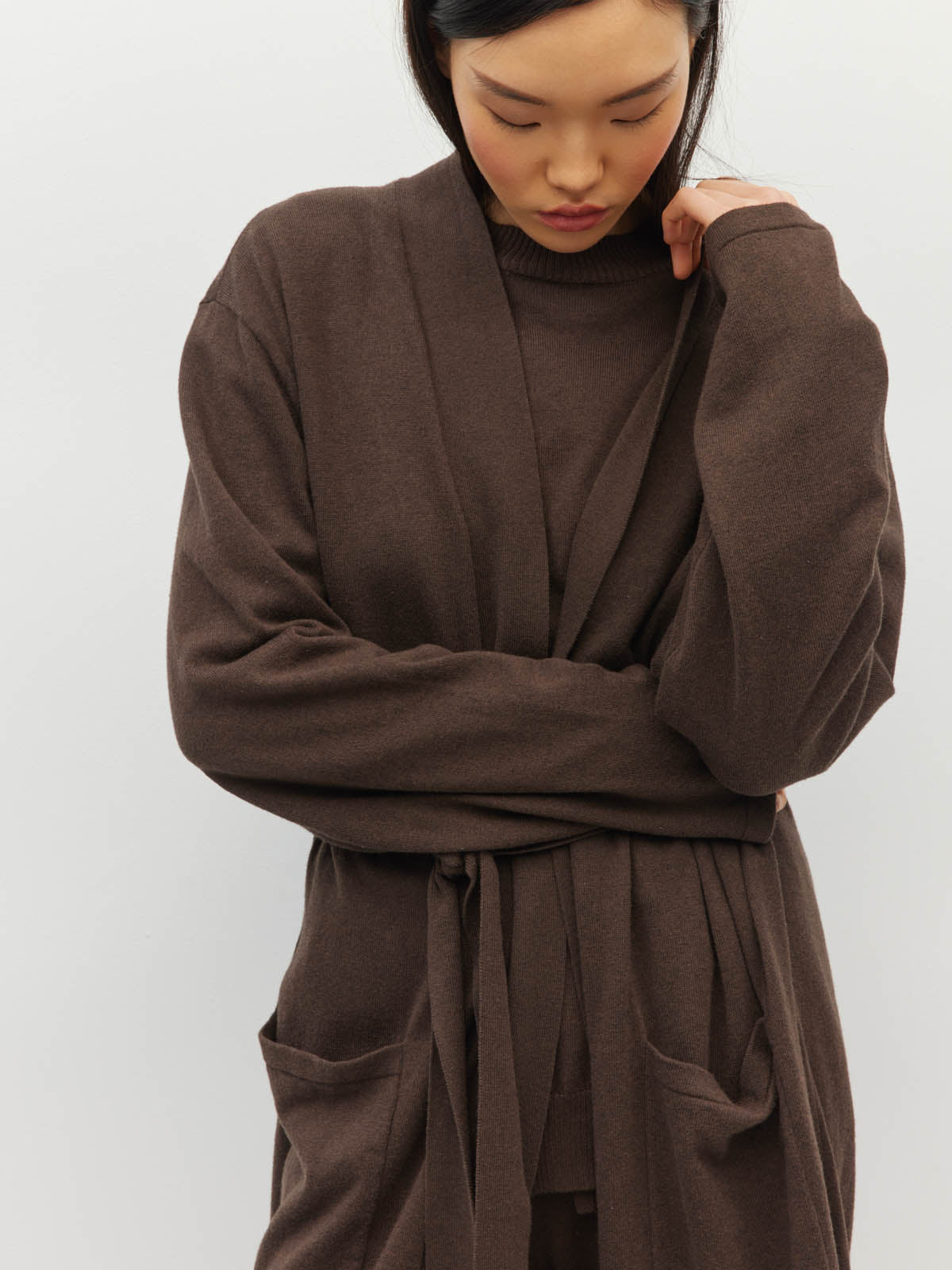 JHL Long Robe (Cotton Cashmere) Chocolate