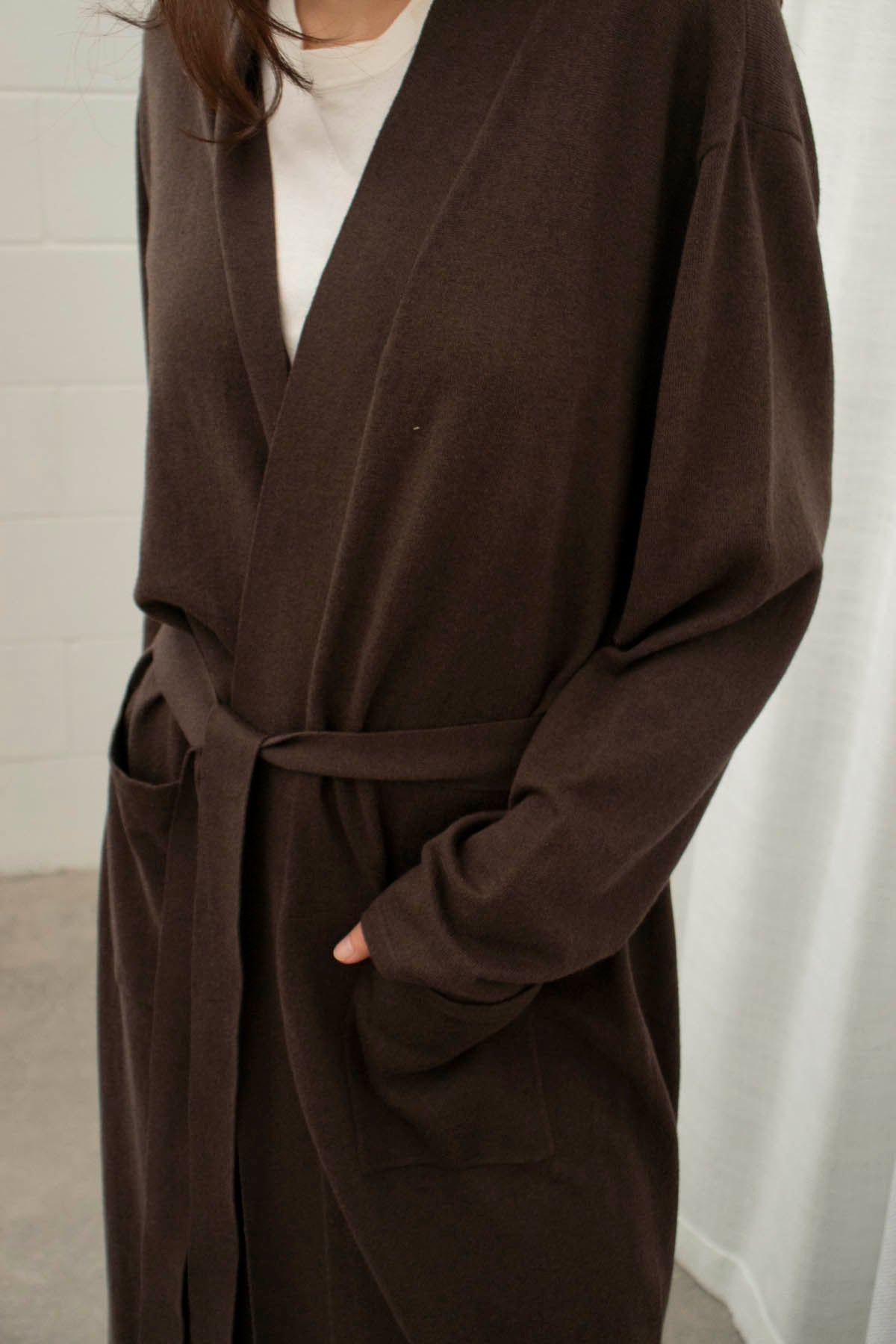 JHL Long Robe (Cotton Cashmere) Chocolate