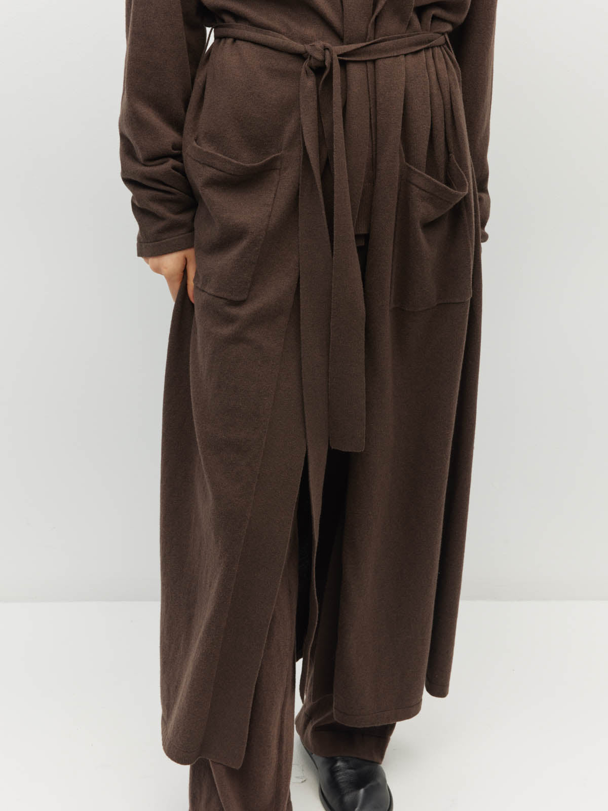 JHL Long Robe (Cotton Cashmere) Chocolate