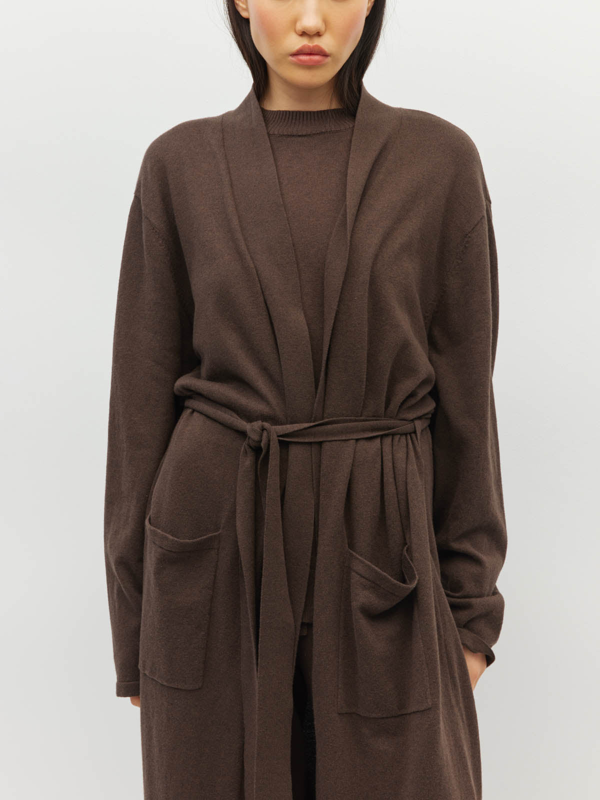JHL Long Robe (Cotton Cashmere) Chocolate